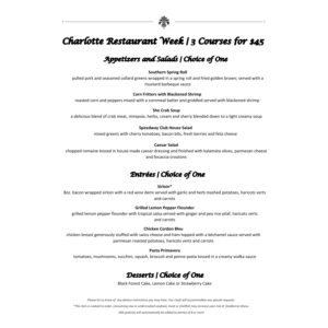 Queen's Feast<br />Charlotte Restaurant Week<br />2022 Summer Menu